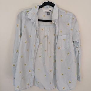 Banana Print Button Up Shirt